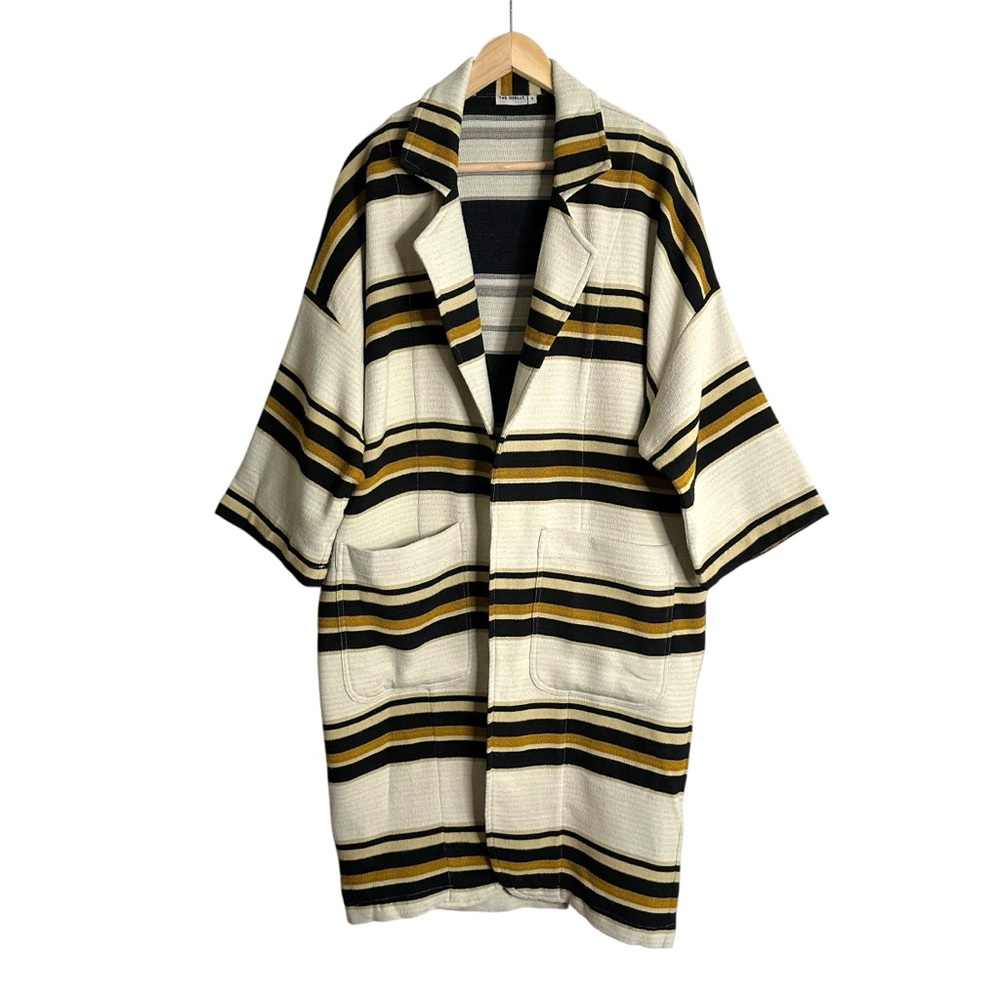 Anthropologie THE ODELLS Striped Cocoon Jacket Coatigan Oversized Size Small - Picture 3 of 15